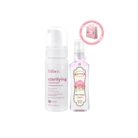 Dúo piel y alma ♥ <br> Espuma limpiadora + tónico agua de rosas